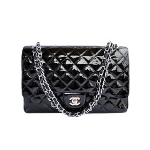 Levná kabelka Chanel Jumbo 2.55 Series Flap Bag A47600 černá stříbrná