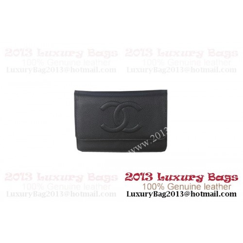 Chanel A48654 Černá originální zrnitá kožená miniaturní kabelka s klopou