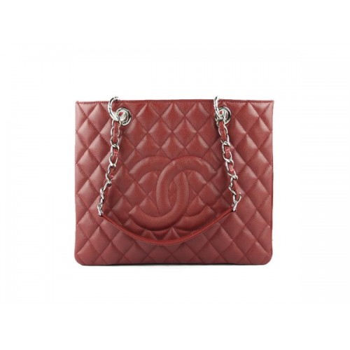 Chanel A50995 Maroon Originální kožená kabelka přes rameno Cannage Stříbrná