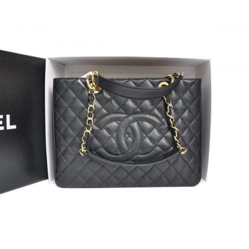 Chanel A50995 Originální kožená kabelka přes rameno s kaviárem, černá