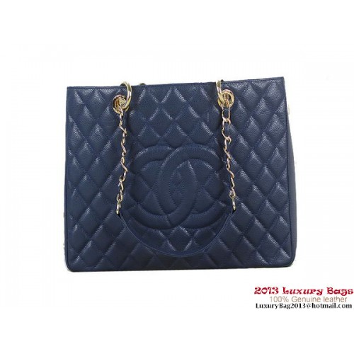 Chanel A50995 RoyalBlue Originální kožená kabelka Cannage zlatá