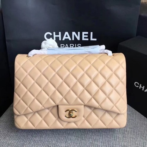 Chanel Maxi prošívaná klasická klopová kabelka meruňková ovčí kůže A58601 zlatá