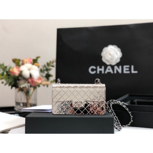 Kabelka přes rameno Chanel Box C5691 stříbrná