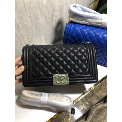Chanel Boy Flap Original Caviar Leather Shoulder Black Bag A67086