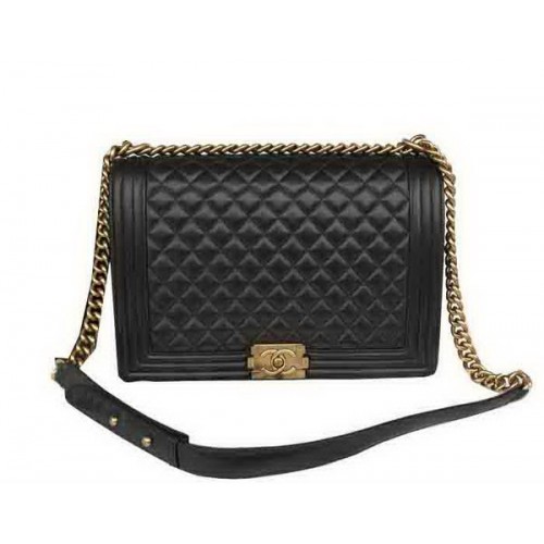 Kabelka Chanel Boy Flap Shoulder Original Black Ovčí Kůže A67087 Gold