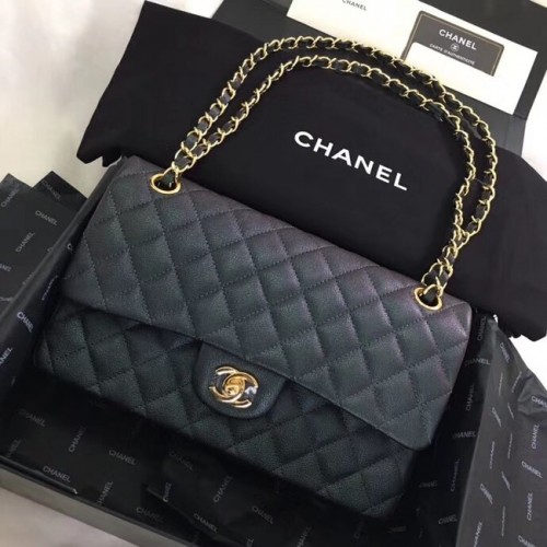 Chanel Calfskin Gold-Tone Metal A01112 černé