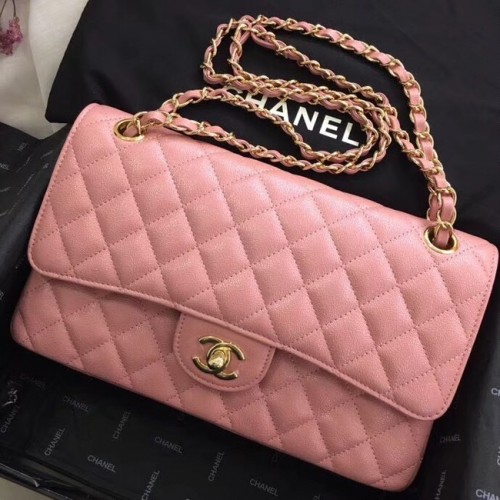 Chanel Calfskin Gold-Tone Metal A01112 růžová