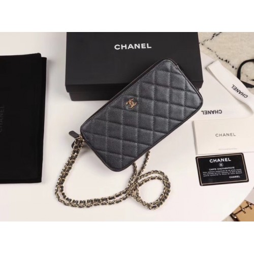 Chanel Calfskin Gold-Tone Metal A82527 černá