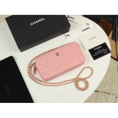 Chanel Calfskin Gold-Tone Metal A82527 růžová
