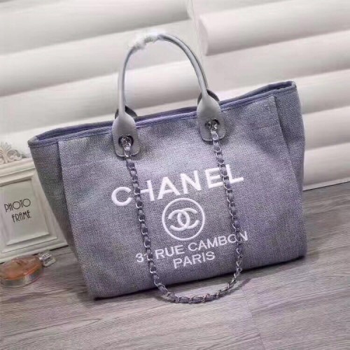 Nákupní taška Chanel Canvas Leather Tote modrá A1679