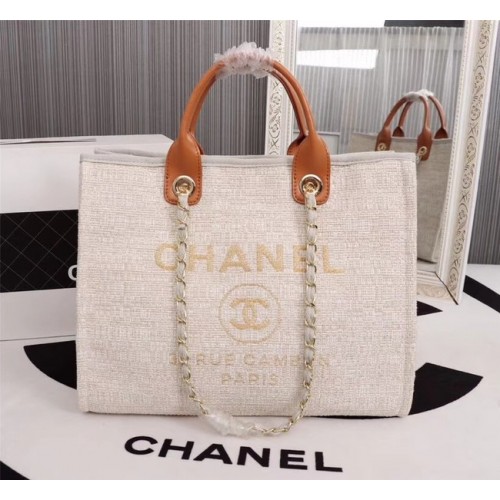 Nákupní taška Chanel Canvas Tote 8099 světle bílá