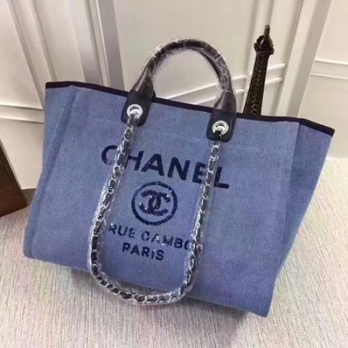 Nákupní taška Chanel Canvas Tote A68046 modrá