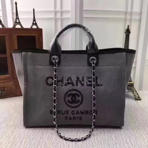 Nákupní taška Chanel Canvas Tote A68046 šedá