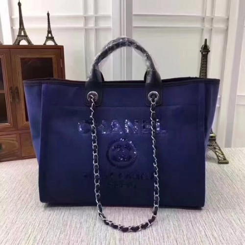 Nákupní taška Chanel Canvas Tote A68046 Královská modrá
