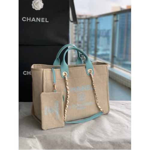 Nákupní taška Chanel Canvas Tote B66941 Béžová a nebesky modrá