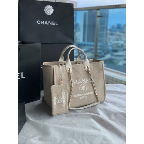 Nákupní taška Chanel Canvas Tote B66941 světle šedá
