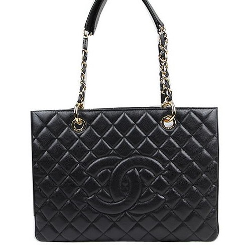 Chanel Klasická Coco kabelka černá GST Caviar Leather A50995 zlatá
