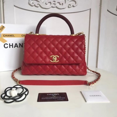 Chanel Klasická tmavě červená kabelka s horním uchem Original Caviar Leather A92215 červená