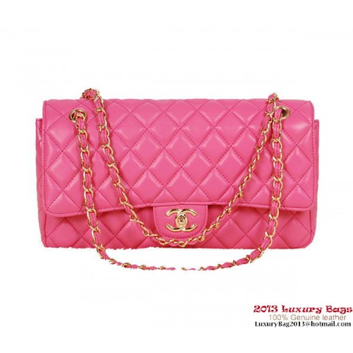Klasická kabelka Chanel Flap Bag 1113 Rose Ovčí kůže Gold