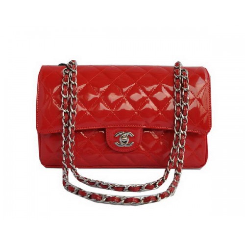 Klasická kabelka Chanel Flap Bag Series 2.55 Lakovaná kůže CHA1112 Červená