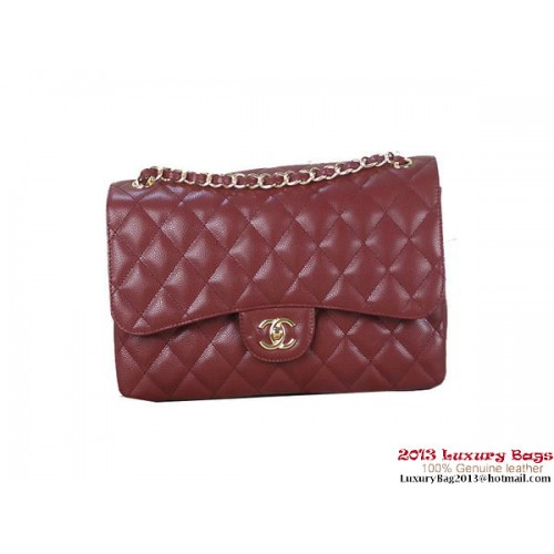 Chanel Klasická klopová kabelka Bordeaux Originální Cannage Patterns Kožená Zlatá