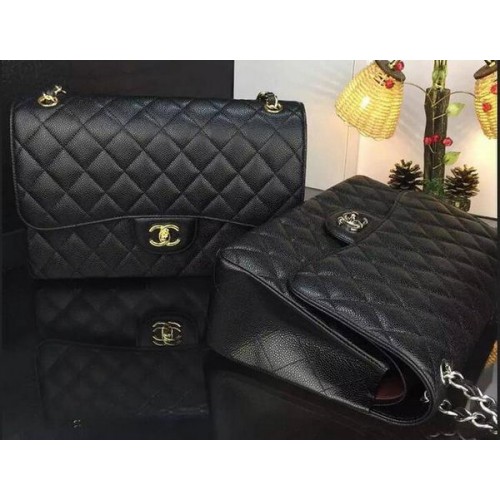 Klasická klopová kabelka Chanel Original Cannage Patterns A1119 Černá