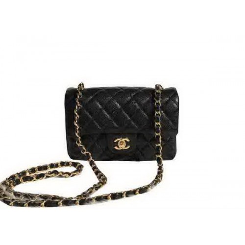 Chanel Klasické klopové kabelky černé Original Cannage Patterns A1116 Gold