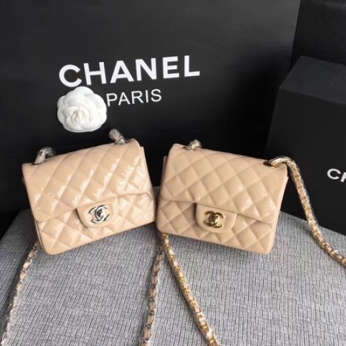 Chanel Klasická mini kabelka z originální kůže A1115 meruňková