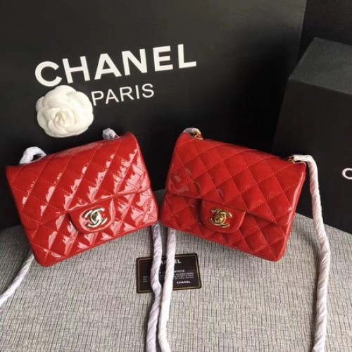 Chanel Klasická mini kabelka s klopou z originální kůže A1115 červená