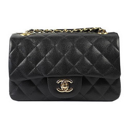 Chanel Klasická MINI klopná kabelka černá s cannage vzorem CF1119 zlatá