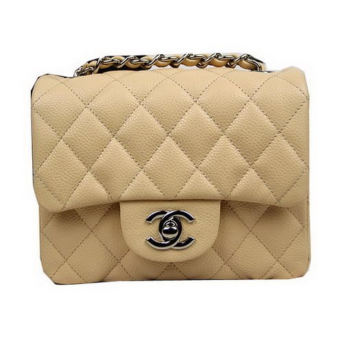Chanel Klasická MINI klopná kabelka CF1115 se stříbrným meruňkovým vzorem Cannage