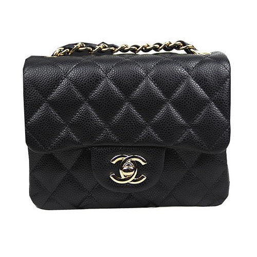 Chanel Klasická MINI klopná kabelka CF1115 černá se vzorem Cannage zlatá