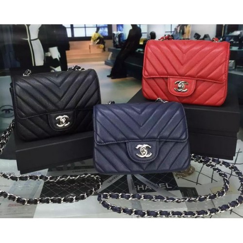 Chanel Klasická MINI klopná kabelka Chevron Caviar Leather V8171