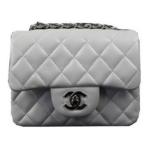 Chanel Klasická MINI Klapková Kabelka OffWhite Originální Ovčí Kůže CF1115 Stříbrná