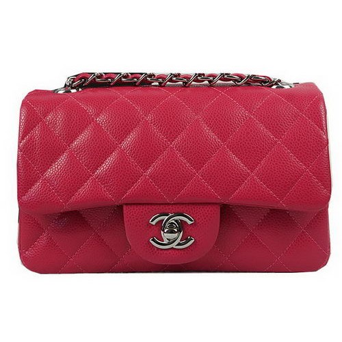 Chanel Klasická MINI klopná kabelka s růžovým vzorem Cannage CF1119 stříbrná