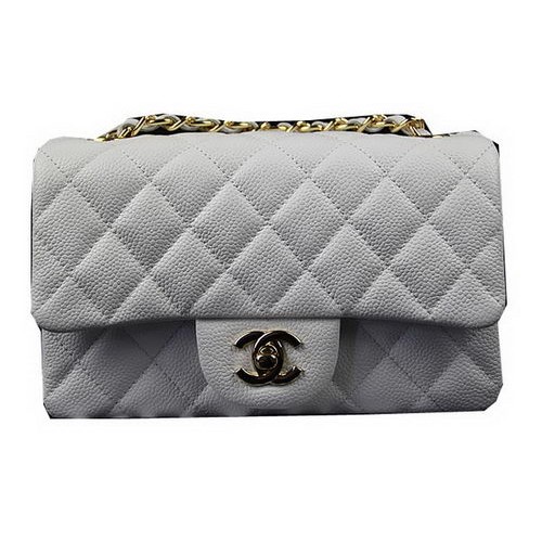 Chanel Klasická MINI klopná kabelka bílá s cannage vzorem CF1119 zlatá