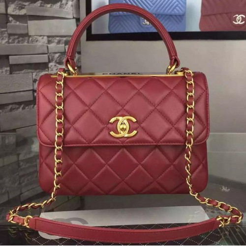 Chanel Klasická kabelka s klopou, vínová, originální kůže, A98079, zlatá
