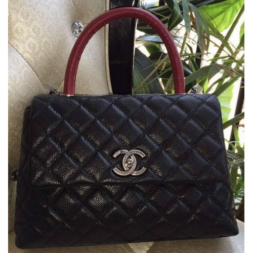 Klasická kabelka Chanel s horním uchem a originálním vzorem Cannage A95169 černá a červená