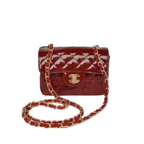 Velkoobchodní Chanel Classic mini Flap Bag 1115 Bordeaux Patent Gold Hardware