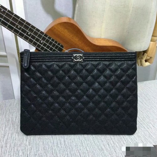 Kabelka Chanel Clutch Black Caviar Leather 7010 Silver