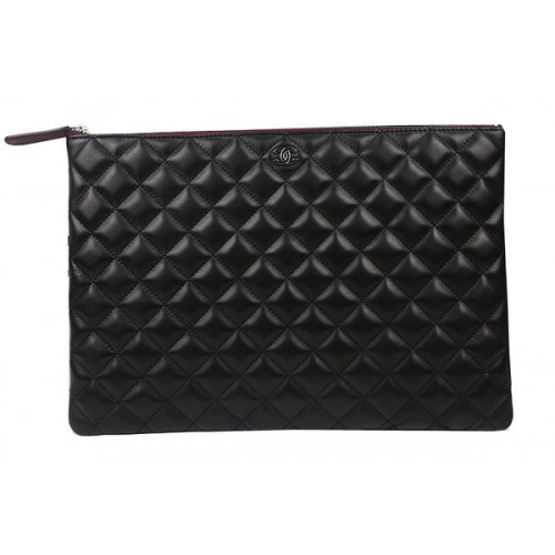 Kabelka Chanel Clutch Černá Originální Ovčí Kůže A69254 A69253 A69252 Stříbrná