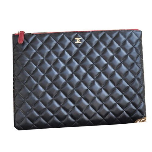 Kabelka Chanel Clutch Black Ovčí kůže A82044 Gold