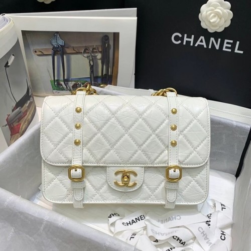 Chanel KLAPKA BAG z telecí kůže ve zlaté barvě AS2696 bílá