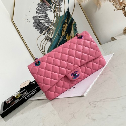 Kabelka přes rameno Chanel Flap Lambskin 1112 růžová