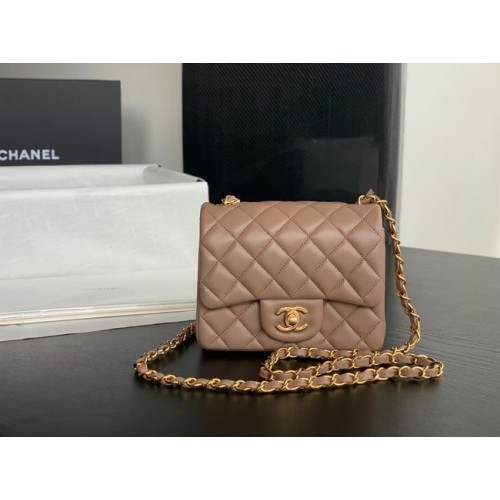 Kabelka přes rameno Chanel Flap z jehněčí kůže AS1115 Taupe