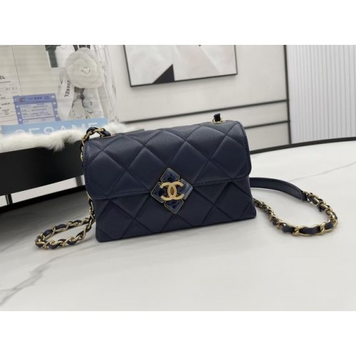 Chanel Flap Lambskin ramenní taška AS2556 tmavě modrá