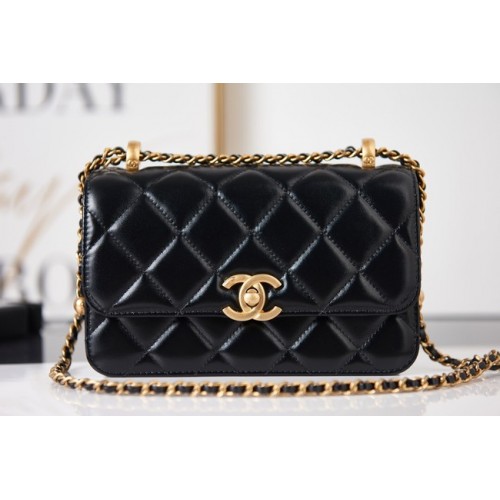 Mini kabelka přes rameno Chanel Flap Lambskin AS2615 černá