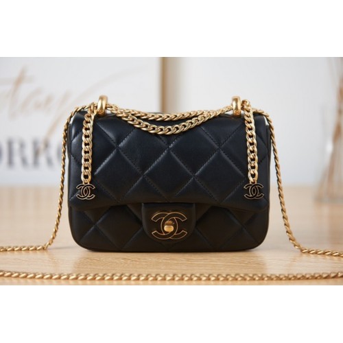 Mini kabelka přes rameno Chanel Flap Lambskin AS3113 černá
