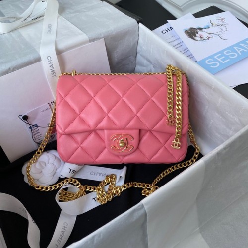 Malá kabelka přes rameno Chanel Flap Lambskin AS3114 růžová