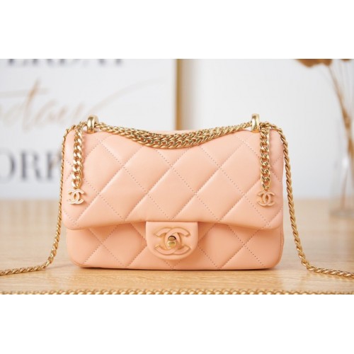 Malá kabelka přes rameno Chanel Flap Lambskin AS3114 růžová